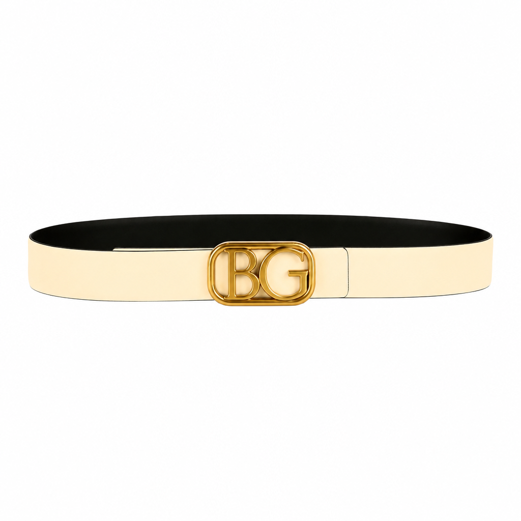 Garavani VLogo Signature 40 Reversible Belt in Light Ivory and Black
