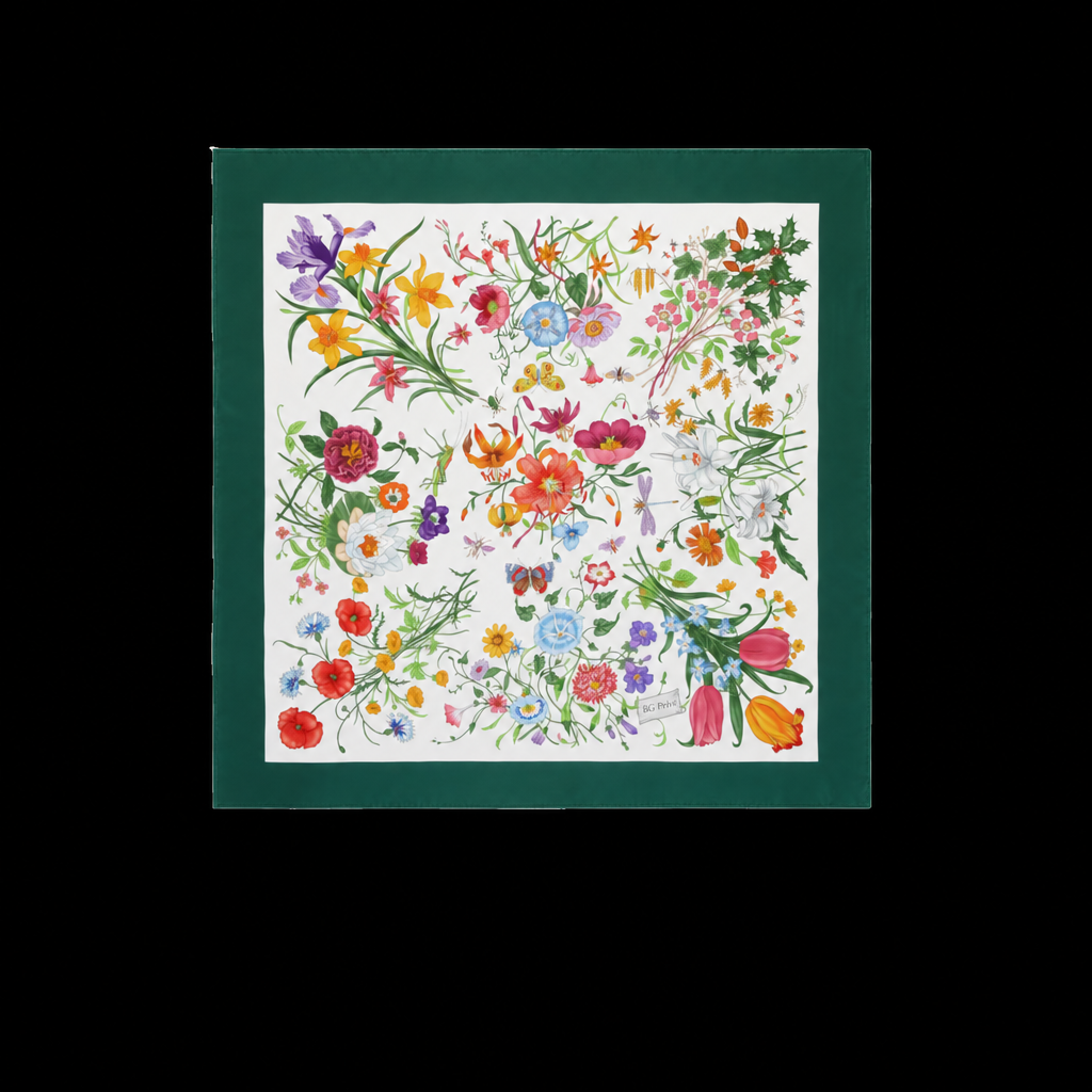 Printed Silk Twill Carre Scarf Green For Women ‎821061 3G001 9066