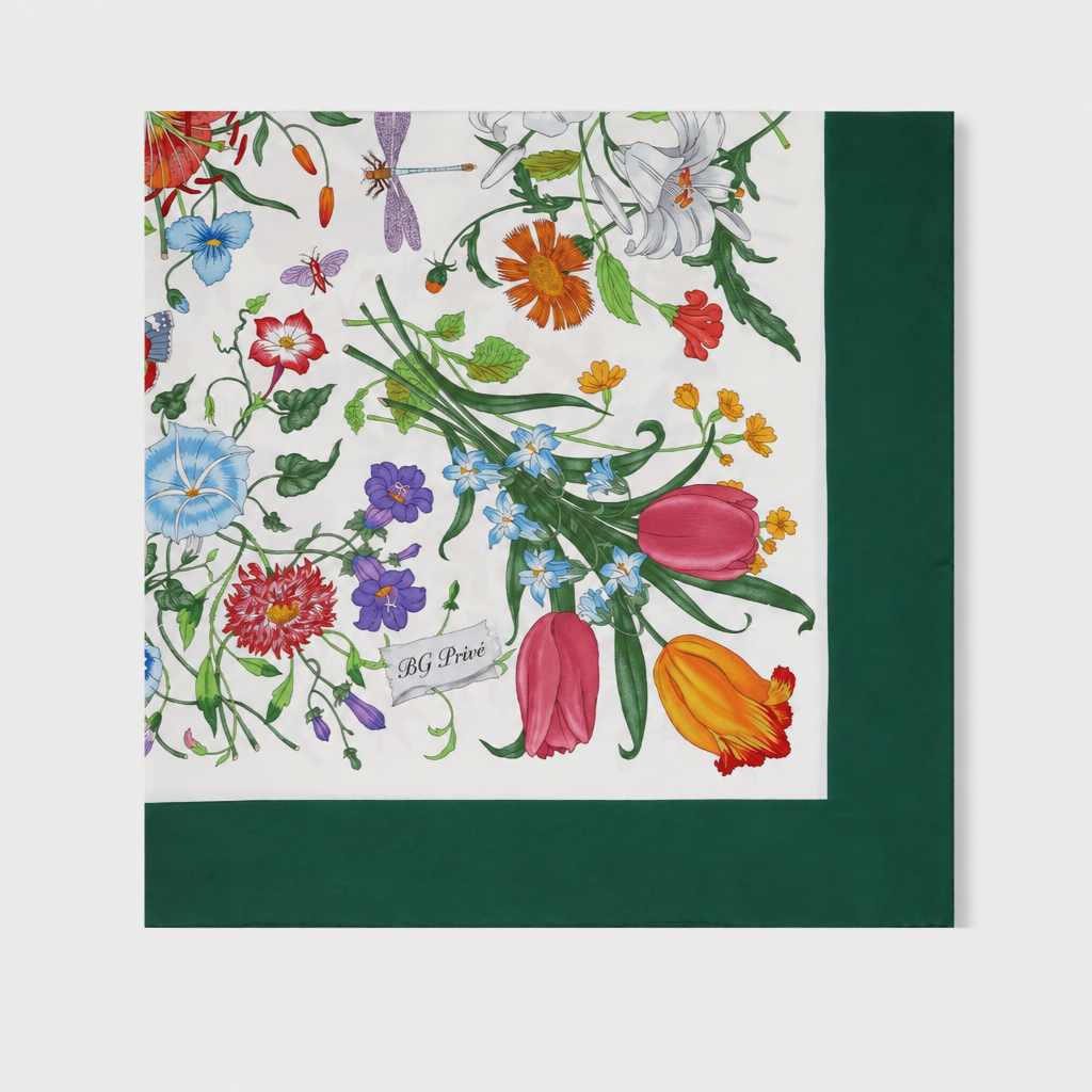 Printed Silk Twill Carre Scarf Green For Women ‎821061 3G001 9066