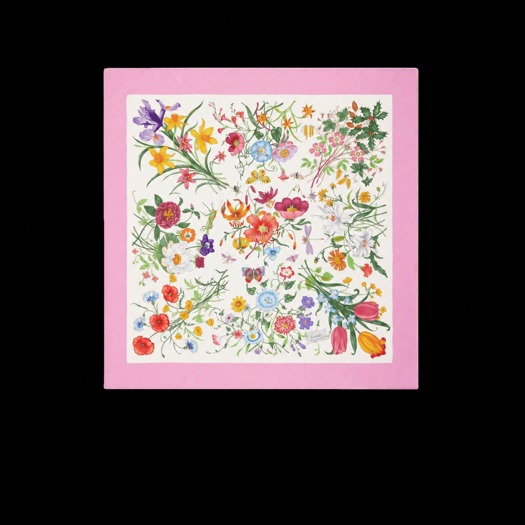 Printed Silk Twill Carre Scarf Pink For Women 821061 3G001 9072