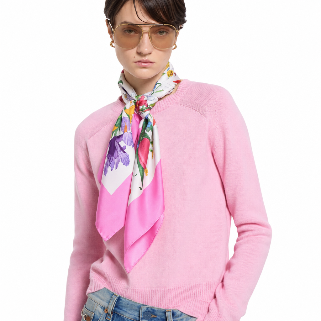 Printed Silk Twill Carre Scarf Pink For Women 821061 3G001 9072