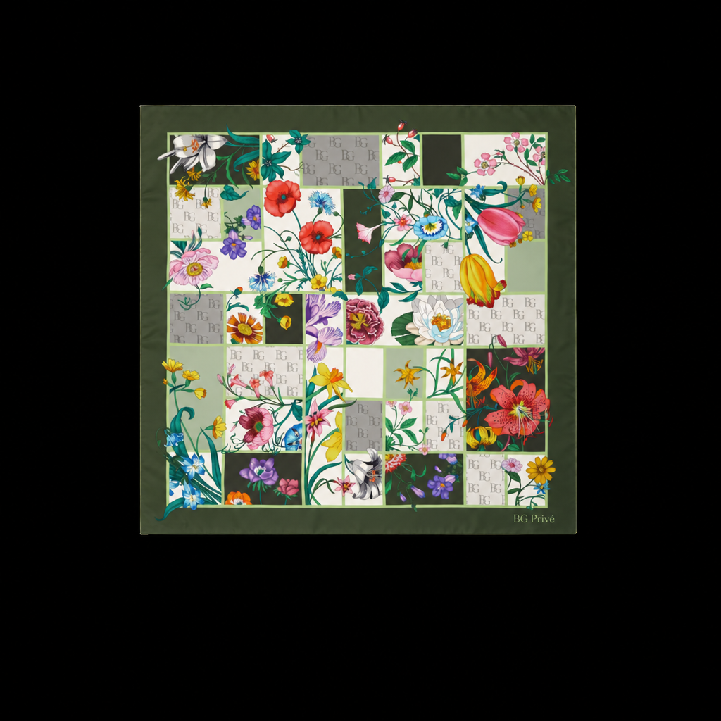 Printed Silk Twill Carre Scarf Green For Women 850107 3G001 3367