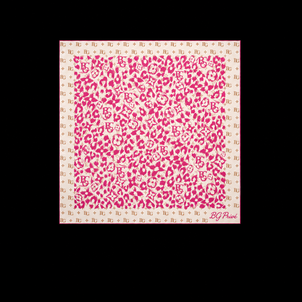 Safari Square 90 Scarf Cream/ Pink For Women M98121