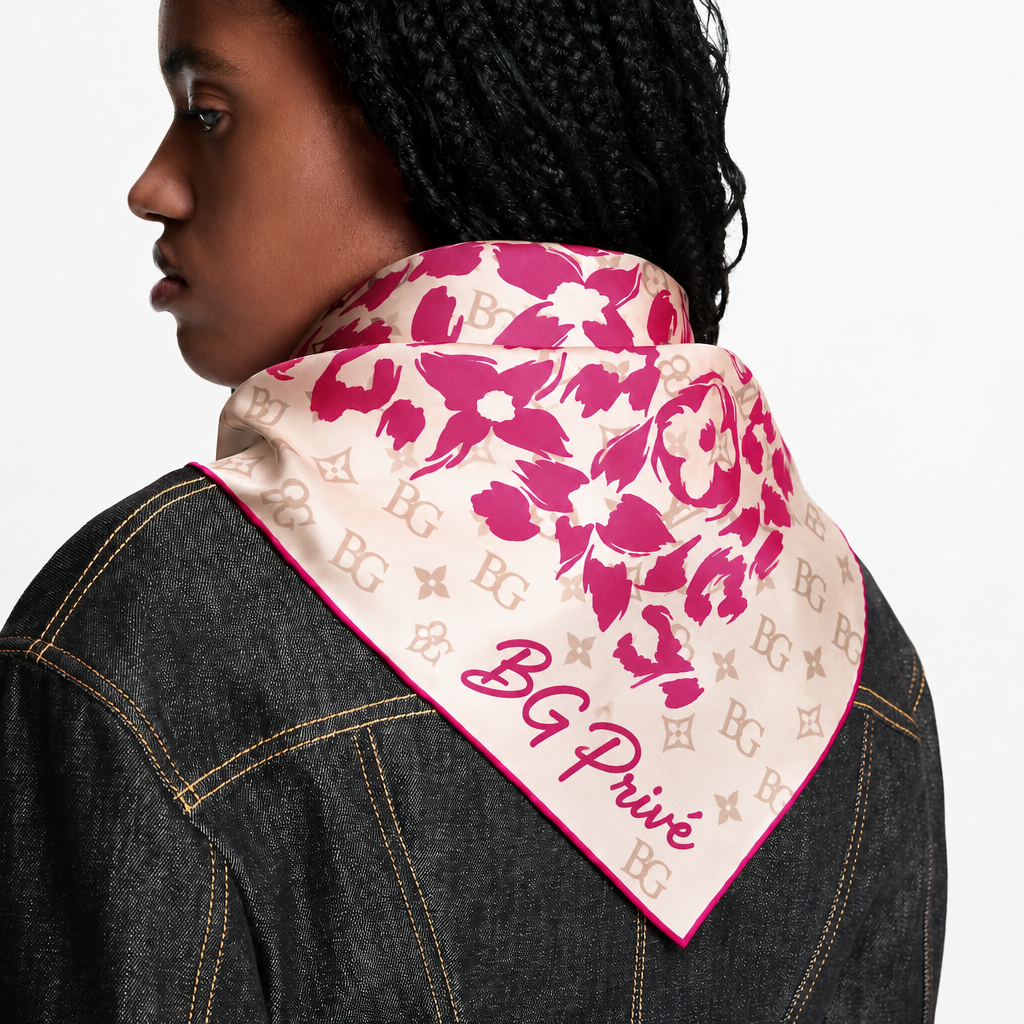 Safari Square 90 Scarf Cream/ Pink For Women M98121