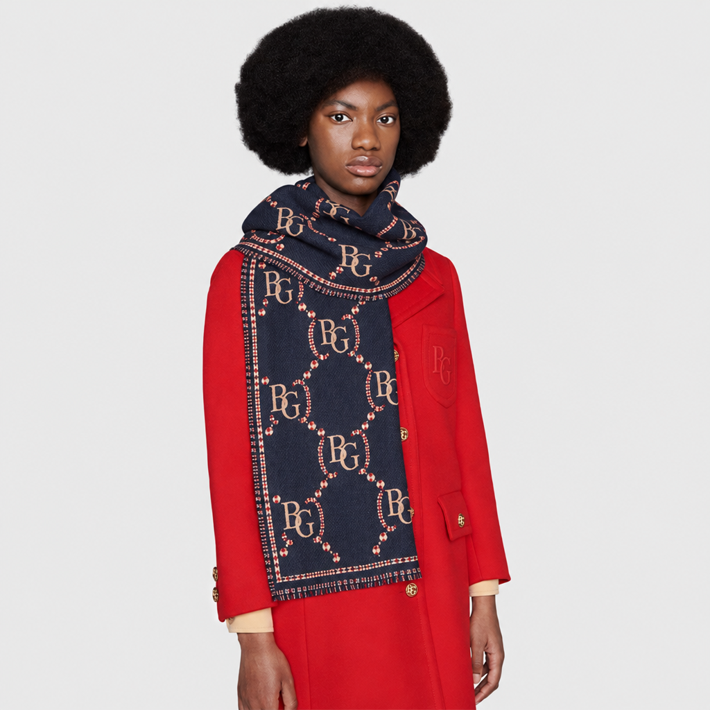 Scarf Navy And Red 71in/180cm ‎660025 4G386 4174