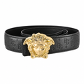 La Greca Leather Belt 4 cm in Black