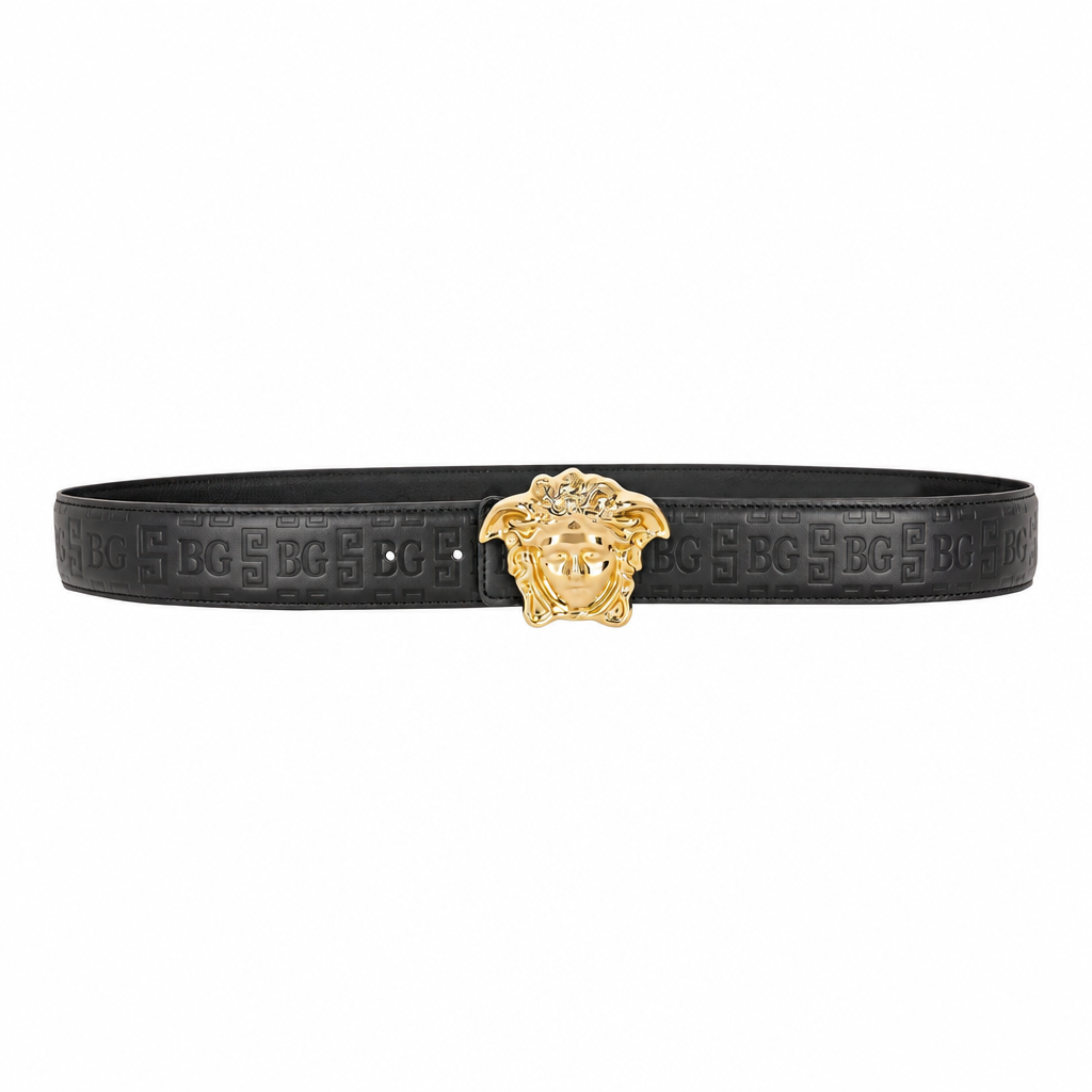 La Greca Leather Belt 4 cm in Black
