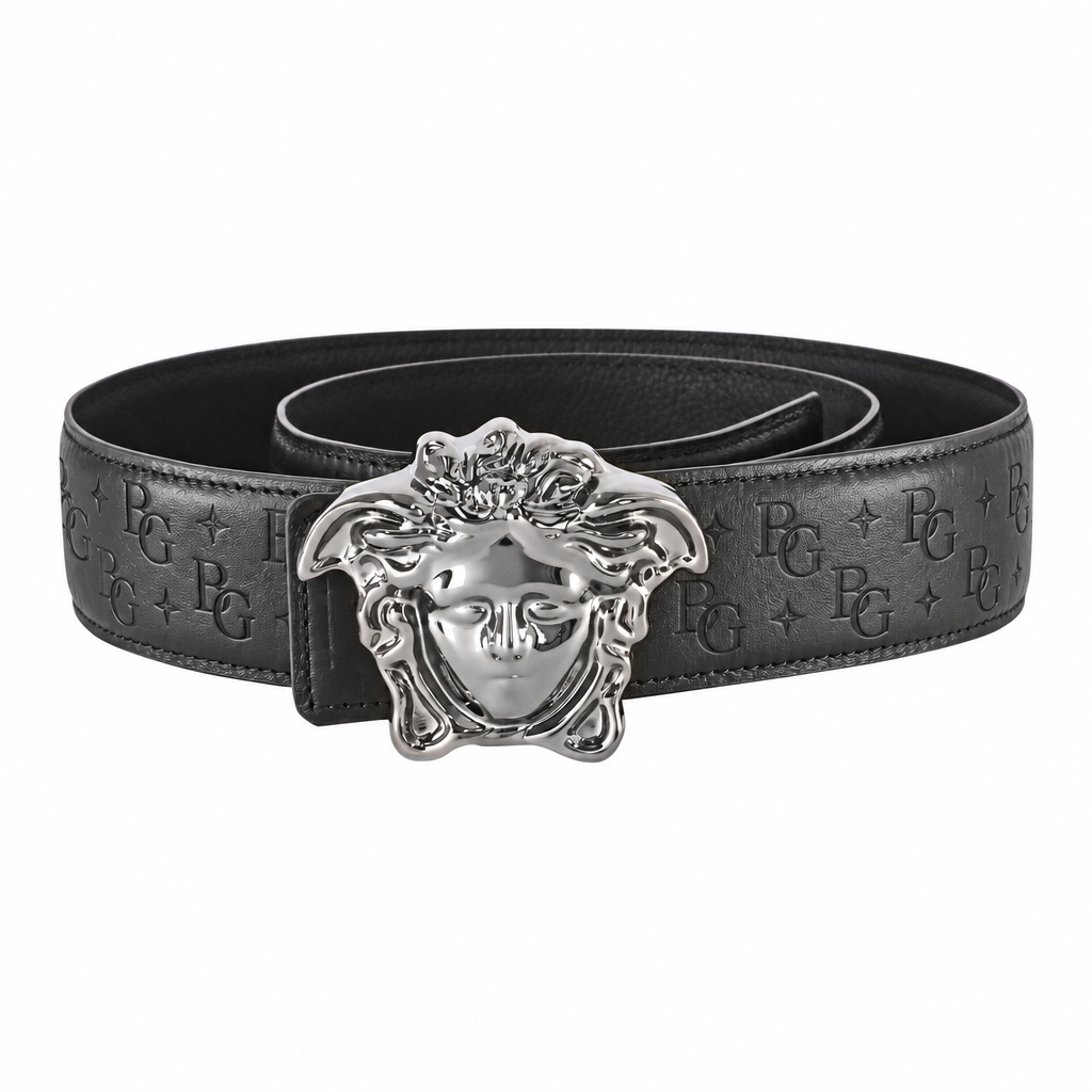 Embossed Greca Leather Belt