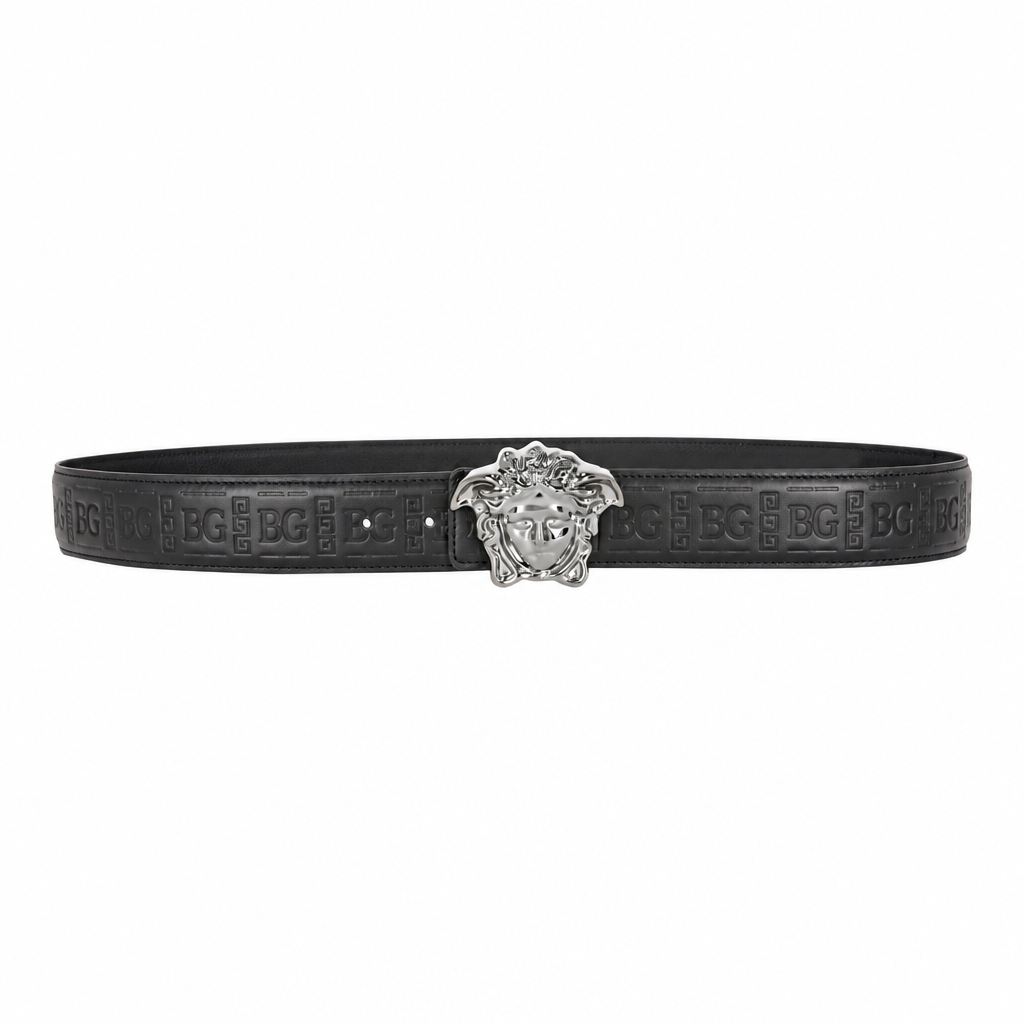 Embossed Greca Leather Belt