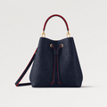 NéoNoé MM Marine Rouge Empreinte Leather Bag