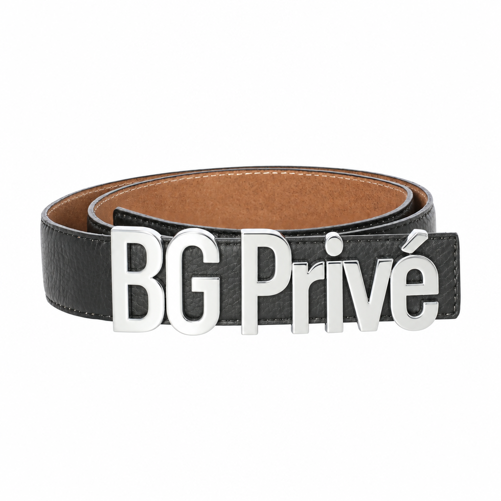 Logo Belt – Logo Plaque in Black Calfskin