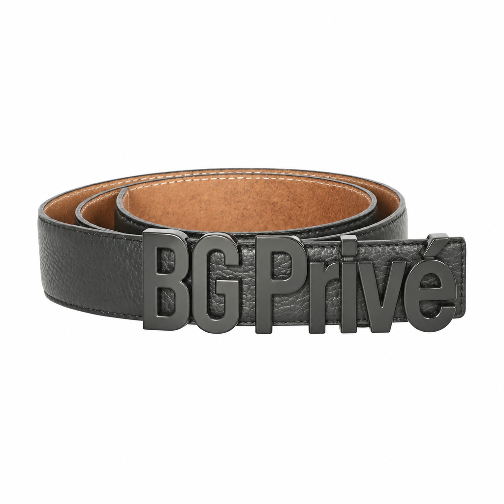 Logo Belt with Black Lettering Buckle