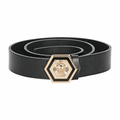 Philipp Plein Hexagon Skull Buckle Leather Belt