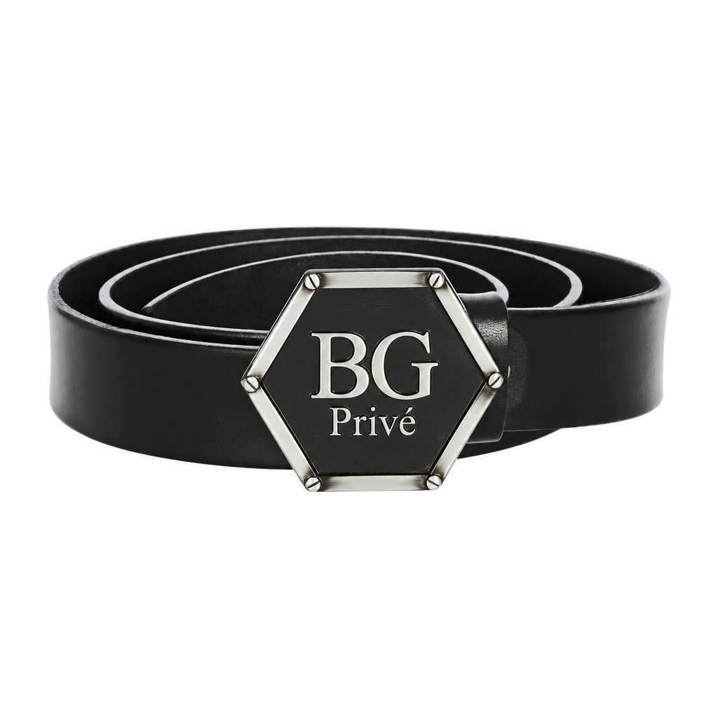 Philipp Plein PP Hexagon Belt - Black Leather