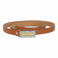 Check Plaque Leather Belt
