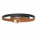 Double Wrap Belt with Circular Logo Hardware – Cognac Brown and Black