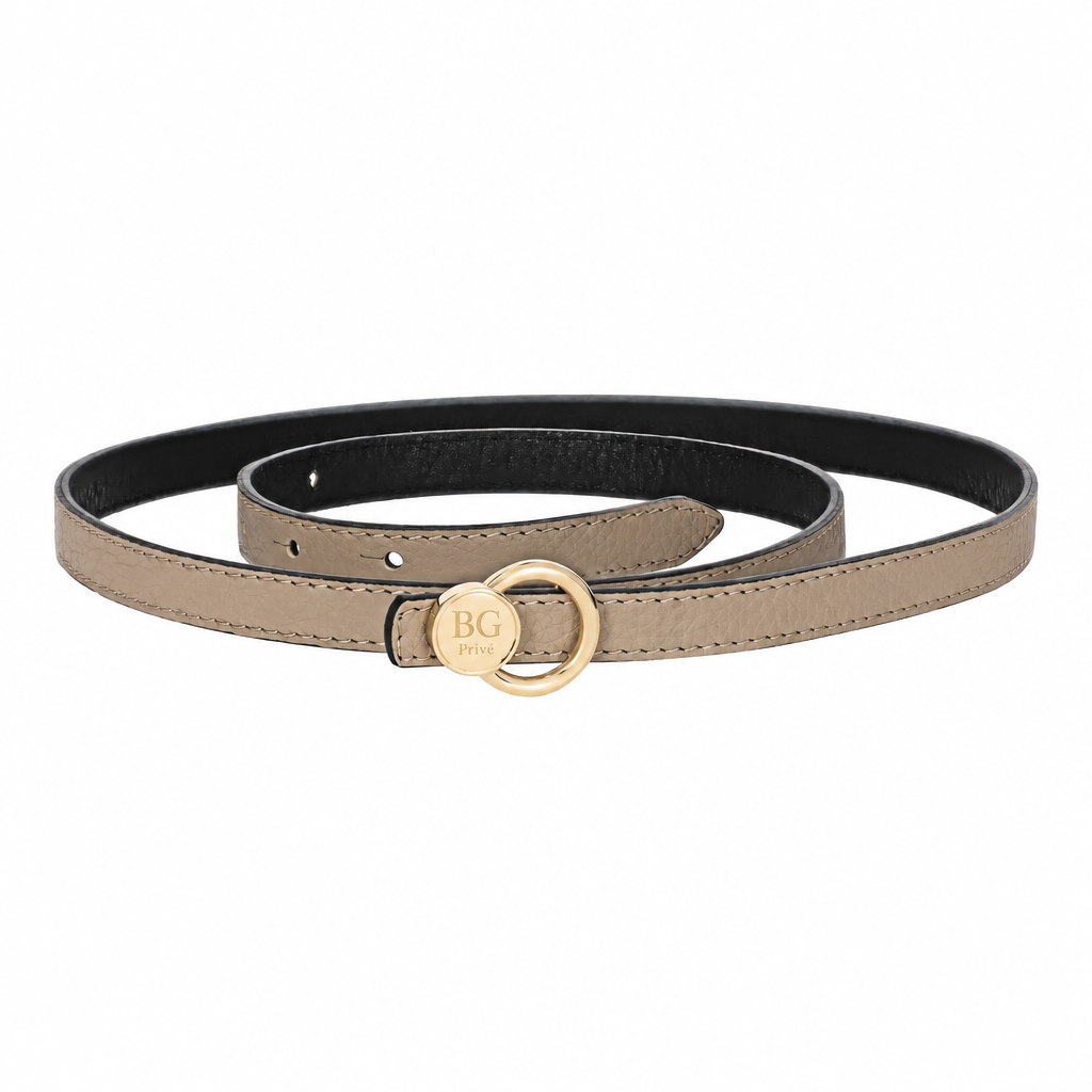 Clou de Selle Belt – 13 mm Reversible Taupe and Black Leather