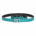 Constance Belt – Reversible Turquoise and Black H Buckle
