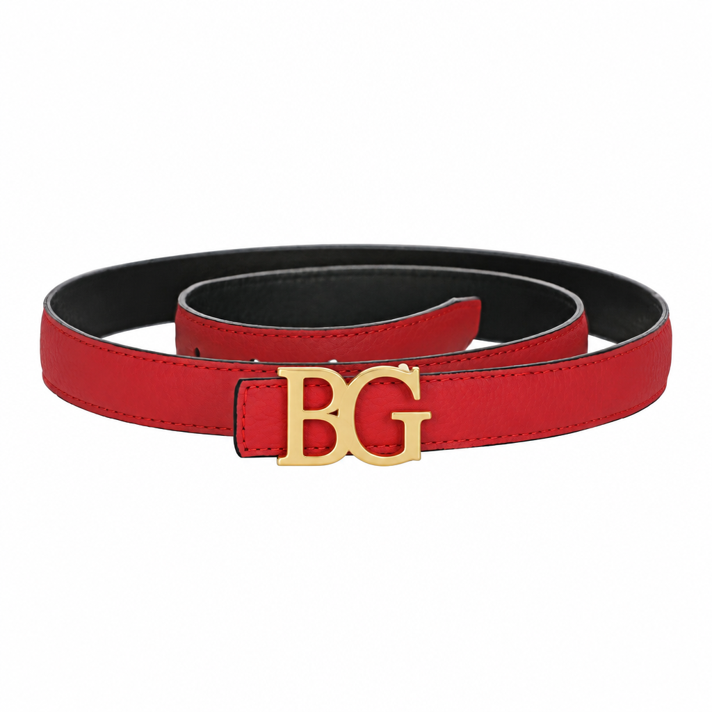Mini Constance Belt – Reversible Red and Black Strap with Gold-Tone H Buckle