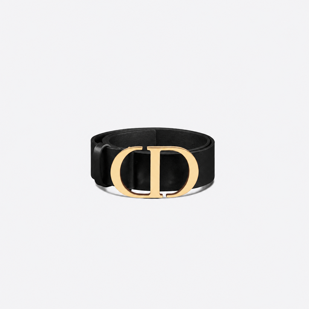 30 Montaigne Belt in Black Smooth Calfskin, 25 MM