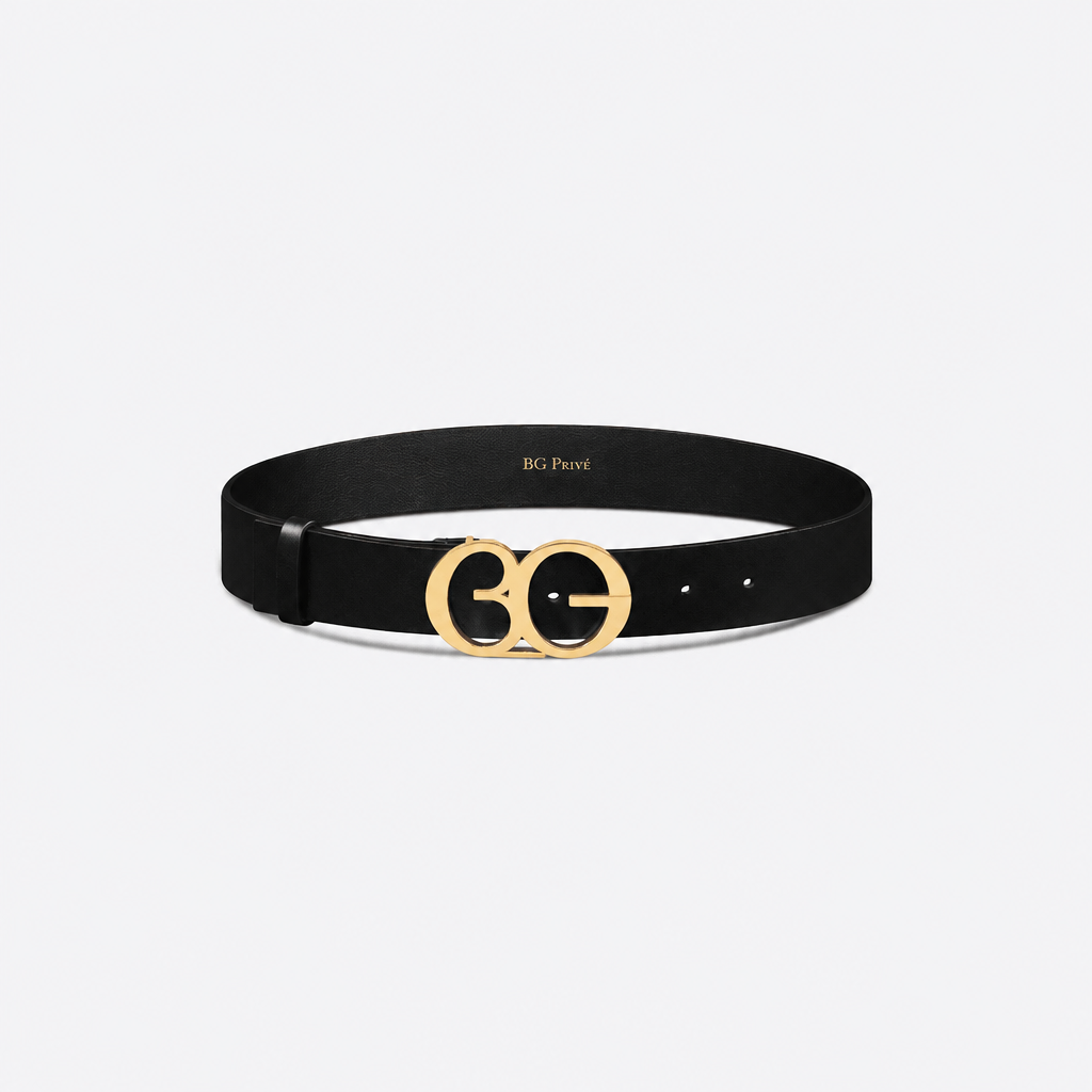 30 Montaigne Belt in Black Smooth Calfskin, 25 MM