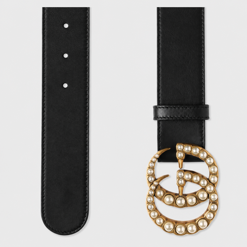 Marmont Belt with Pearl-Effect Double G Buckle