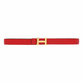 H Belt with Reversible Red and Black Strap, Gold-Tone Buckle, Size 95
