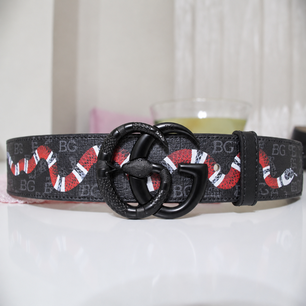 Kingsnake Belt with Snake-Wrapped Double G Buckle