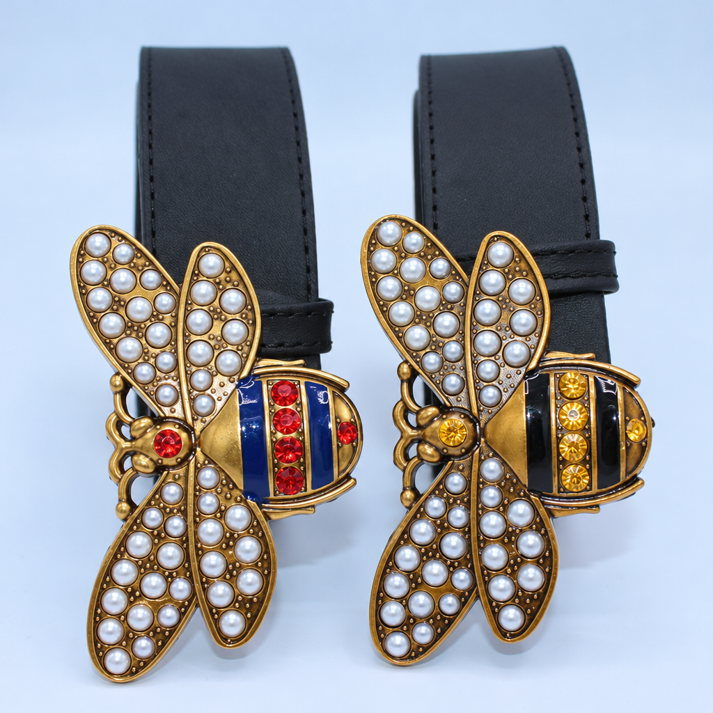 Queen Margaret Bee 20mm Black Leather Belt