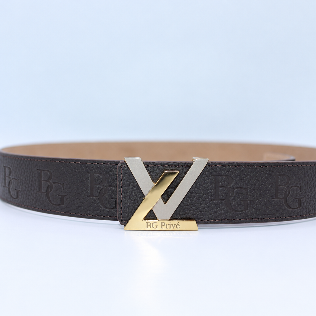 Initiales Belt – Brown Monogram-Embossed Buckle