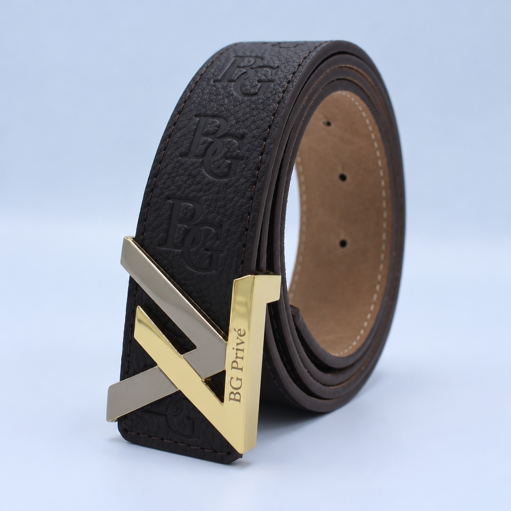Initiales Belt – Brown Monogram-Embossed Buckle