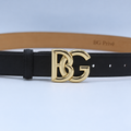 Logo Buckle Belt in Black with Gold-Tone Hardware