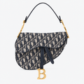 Saddle Bag in Blue Oblique Jacquard Canvas