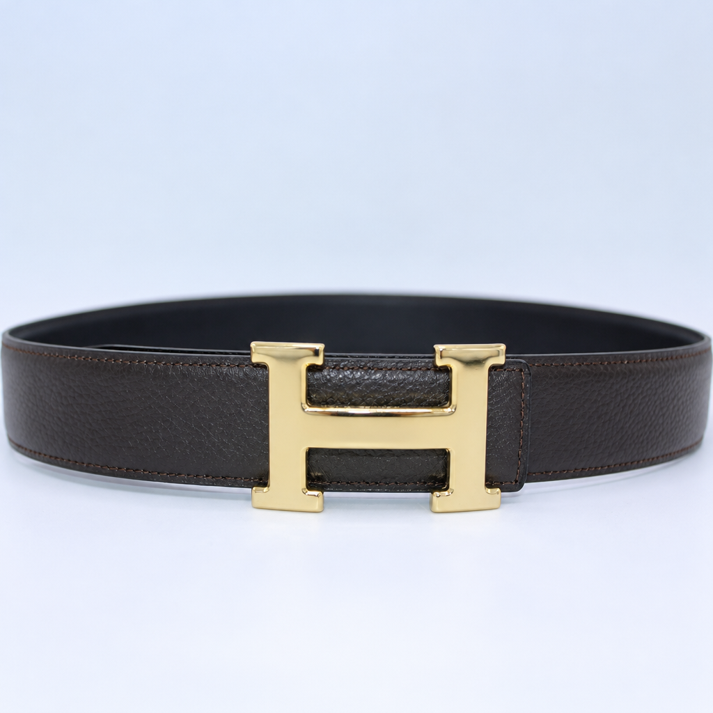 H Belt Reversible Black and Dark Brown, Size 90