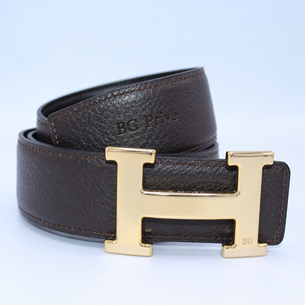 H Belt Reversible Black and Dark Brown, Size 90