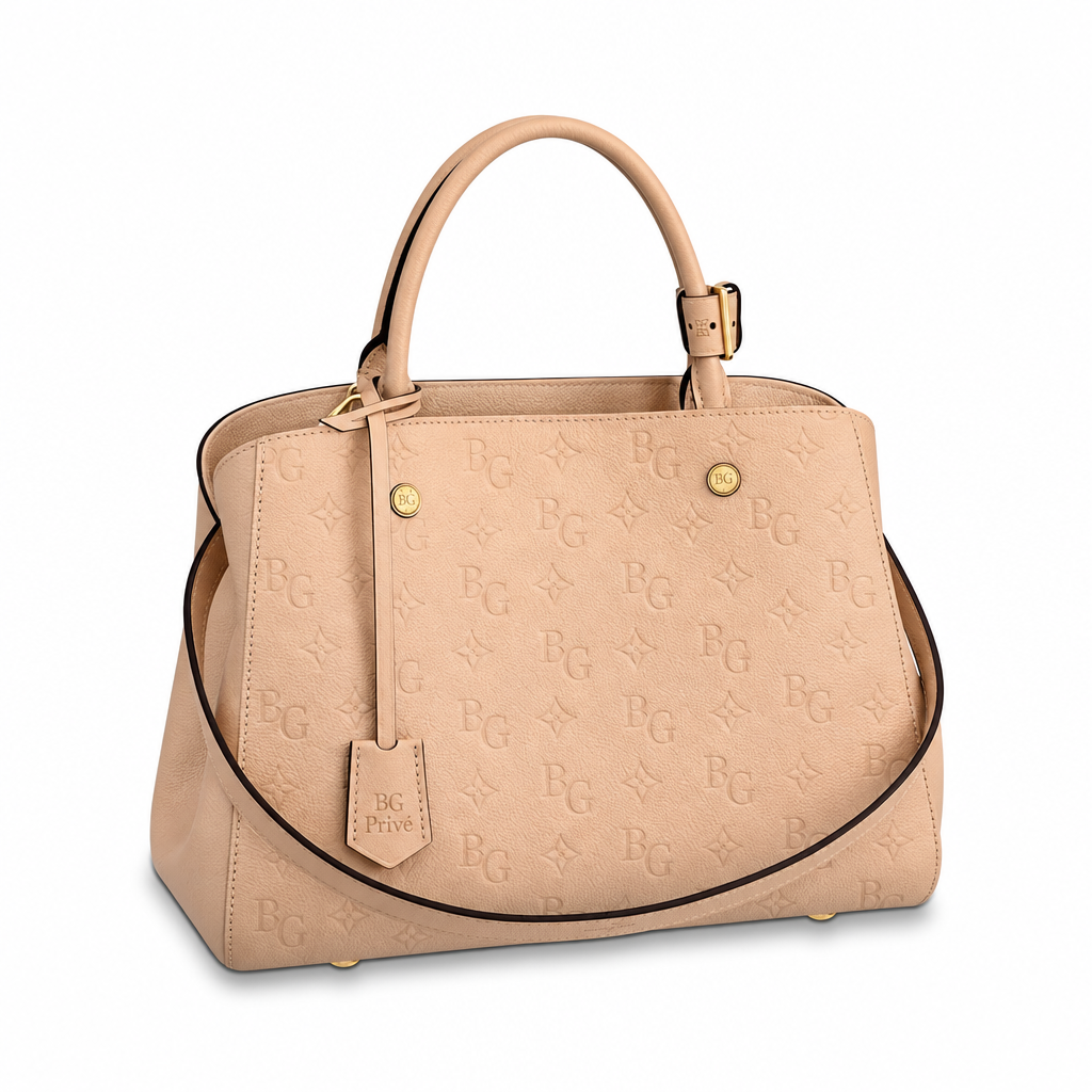 Montaigne MM Beige Rose Monogram Empreinte Leather