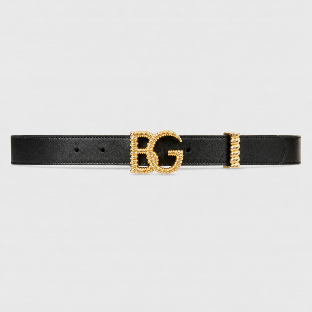 Torchon Belt with Double G Buckle in Black Leather