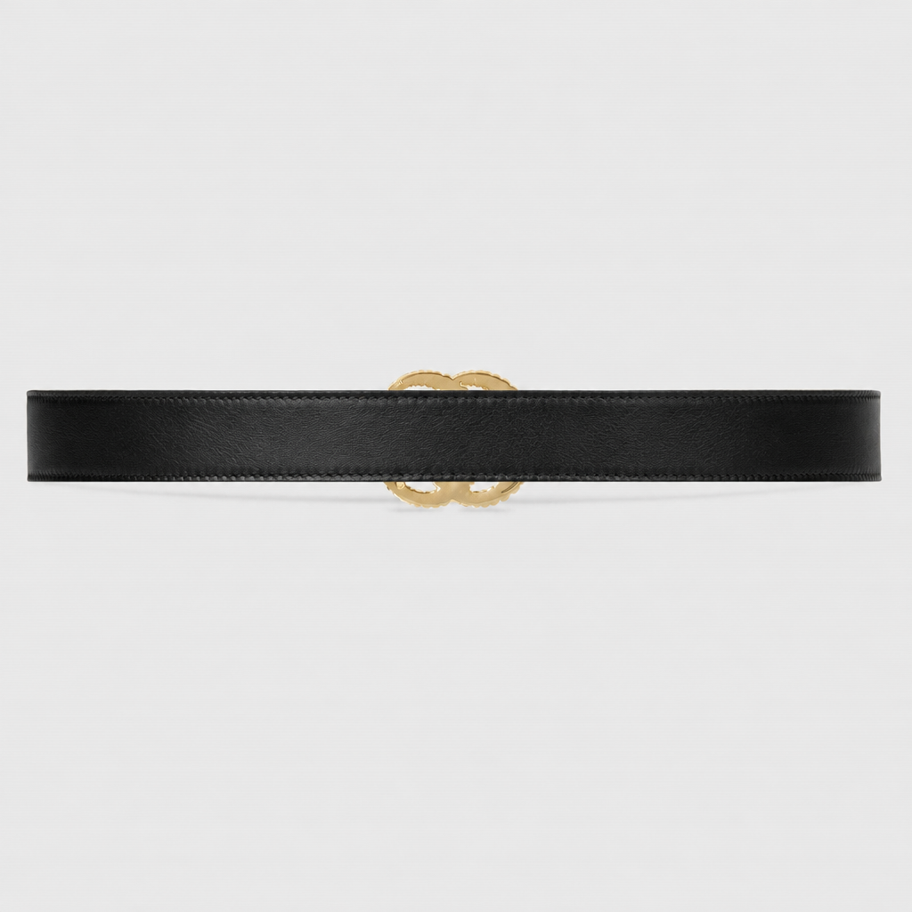 Torchon Belt with Double G Buckle in Black Leather