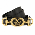 Zumi Interlocking G Horsebit Belt in Black Leather