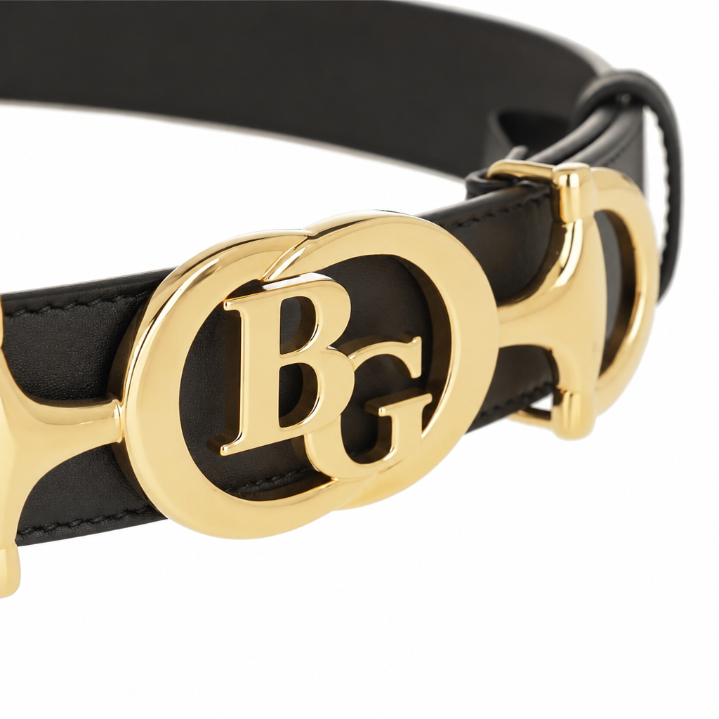 Zumi Interlocking G Horsebit Belt in Black Leather