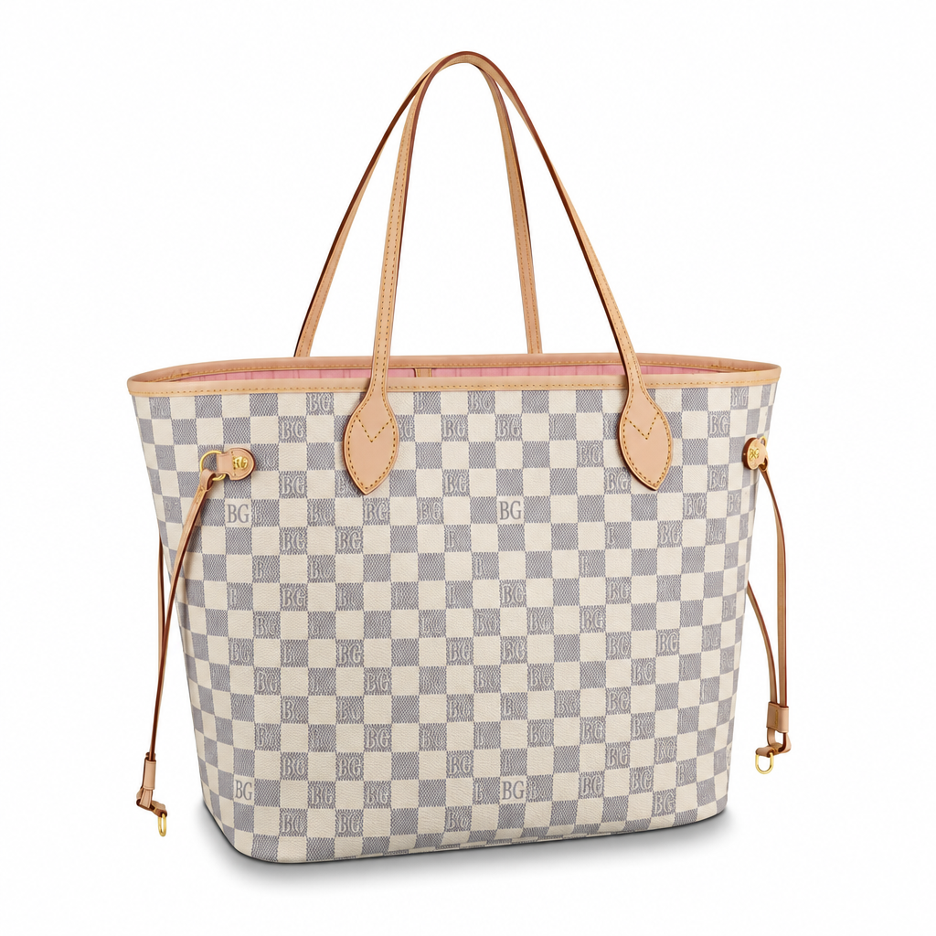 Neverfull MM in Damier Azur with Rose Ballerine Lining