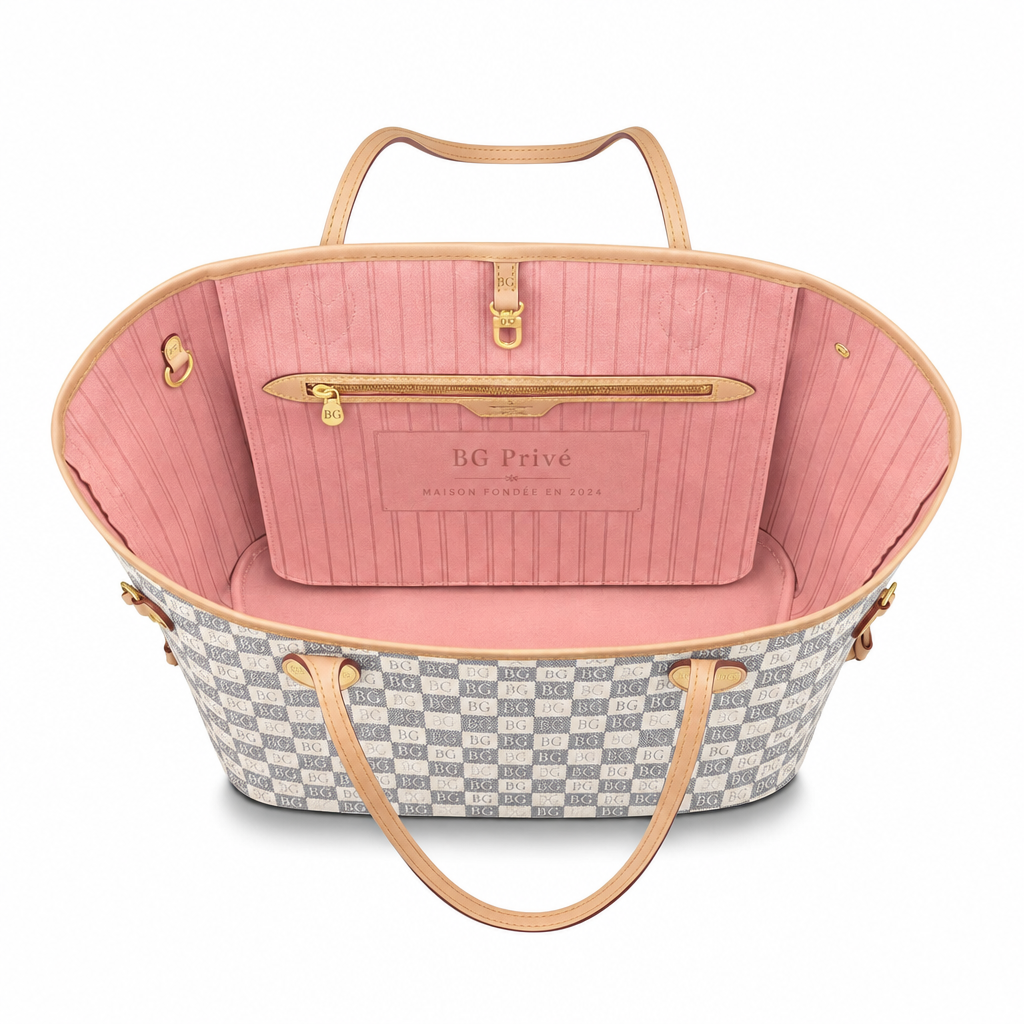 Neverfull MM in Damier Azur with Rose Ballerine Lining