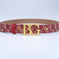 Saddle 20 mm Belt in Bordeaux Oblique Jacquard