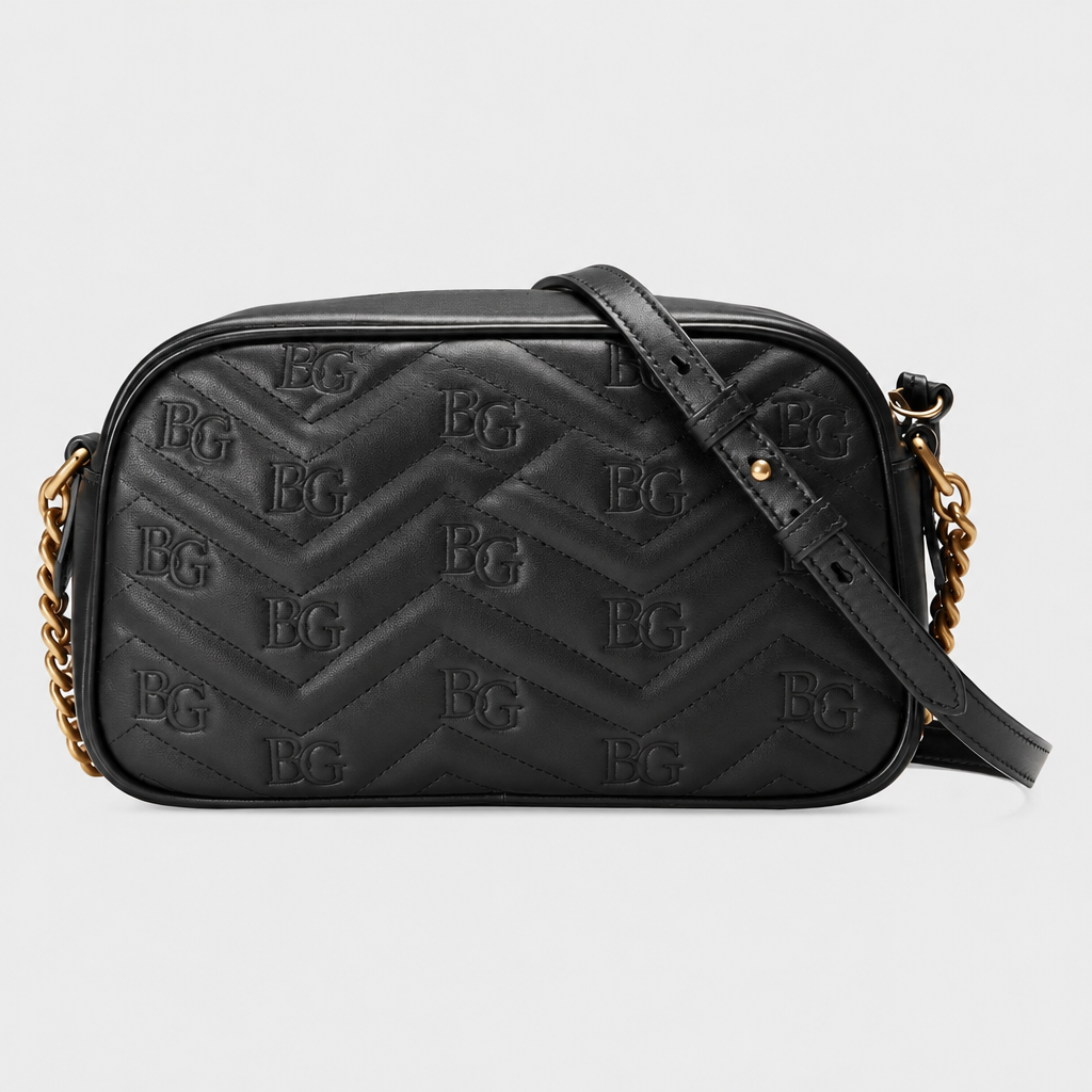 Marmont Camera Bag in Black Matelassé Leather