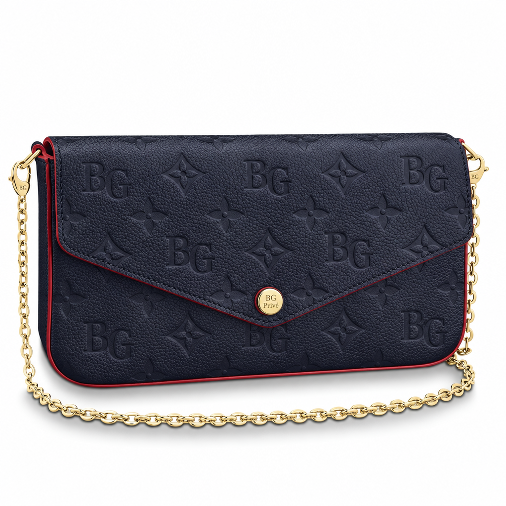 Pochette Félicie Marine Rouge Monogram Empreinte Leather
