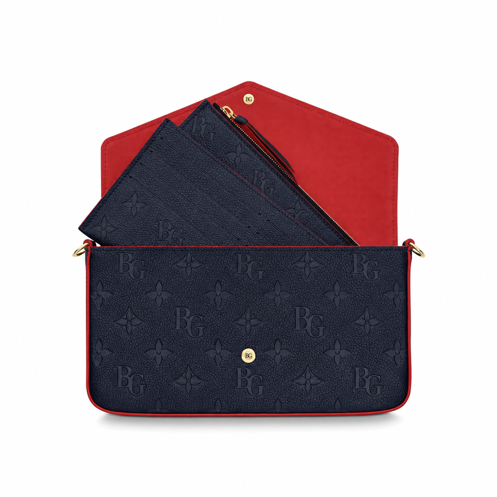 Pochette Félicie Marine Rouge Monogram Empreinte Leather
