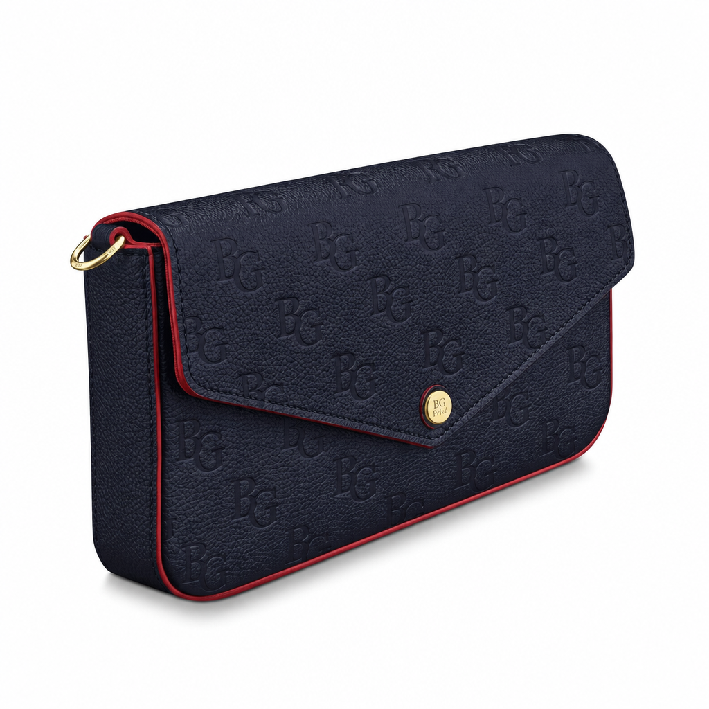 Pochette Félicie Marine Rouge Monogram Empreinte Leather