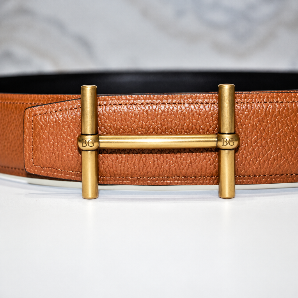 Tube H Belt – Reversible Black and Tan-Brown, 38 mm