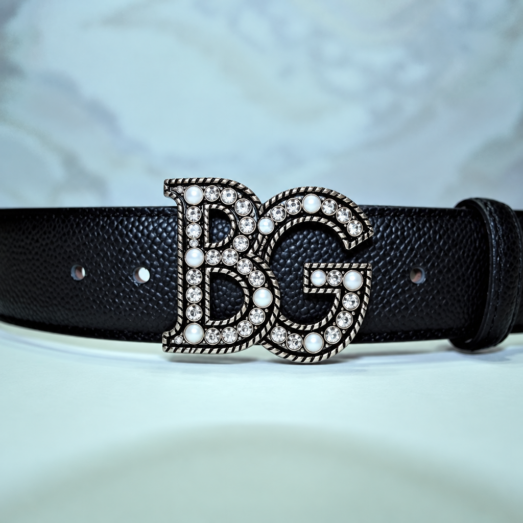 Calfskin Pearl Crystal Belt