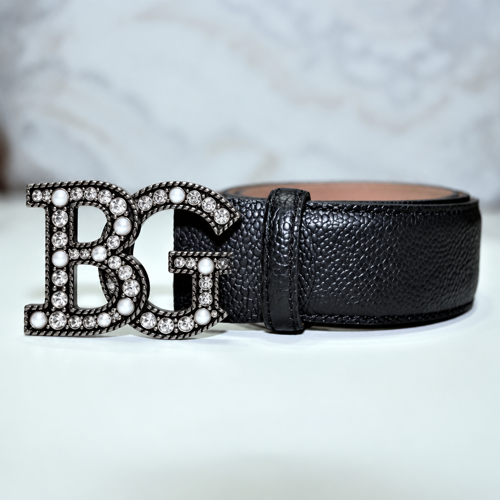 Calfskin Pearl Crystal Belt